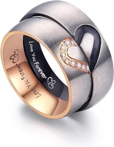 NEW 10 and 9 Matching Promise Rings for Couples Love You Forever Wedding Bands - Picture 1 of 3