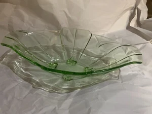 SOWERBY Vintage Art Deco Obstschale grün Klarglas oval 20er/30er Jahre - Bild 1 von 4