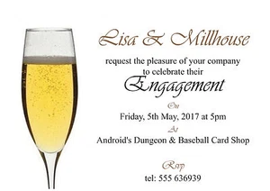 50 invitations cartes d'invitation de fiançailles en verre à champagne unique - 50 invitations - Photo 1/1