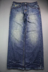 Pantalones de mezclilla para hombre Rocawear bordados bordados medianos lavados talla 36x33 - Imagen 1 de 12