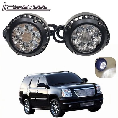 LED Clear Lens Fog Driving Lights Lamp Pair For 2007-2014 GMC Yukon Denali 6000K - Image 1 of 4