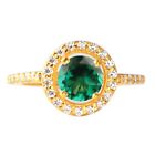 14KT Yellow Gold 1.45Ct Natural Zambian Green Emerald IGI Certified Diamond Ring