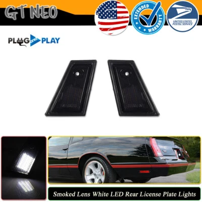Luces de matrícula traseras LED blancas ahumadas para Chevrolet Monte Carlo 1979-1987 Foto 1 de 4
