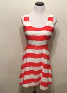 BB DAKOTA Red White Striped Sleeveless LIned A-Line Dress SZ 6 Small Nwot - Picture 1 of 5