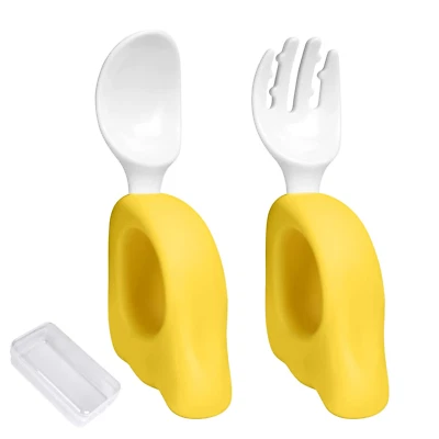 Baby Gabel Und Löffel Set,Baby Fütterlöffel Mit Flügel,Bpa Frei, Selbsternährend - Bild 1 von 4