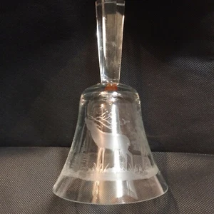 Vintage Etched Krosno Poland Crystal Bell w/ Elk or Deer & trees Design - Picture 1 of 5