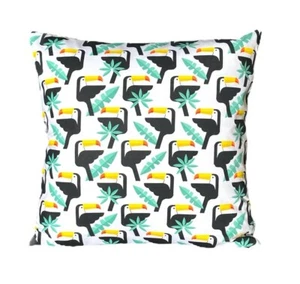 742.  TOUCAN ON LEAVES 100% Cotton Cushion Cover  - Picture 1 of 3