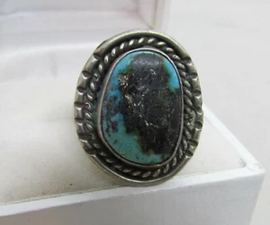 VINTAGE SOUTHWEST N A TURQUOISE RING STERLING SIZE 8 - Foto 1 di 5