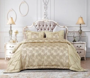 Luxury Quilted Bedspread Jacquard Glitter Shimmer Bedspread Thrown Double King - Picture 1 of 14