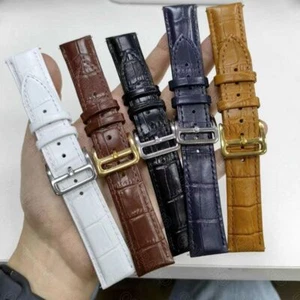 18-22mm Vintage Retro Genuine Cowhide Leather Watch Strap Band Brown Gold Buckle - Picture 1 of 24