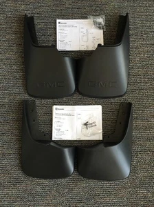 2013-2016 GMC Acadia Front & Rear Molded Splash Guards Black w/ GMC Logo OEM GM - Picture 1 of 12