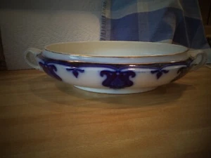 Antique WEDGWOOD POPPY Flow Blue Imperial Porcelain OVAL SERVING BOWL NO COVER - Picture 1 of 24