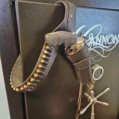 Western Leather Cartridge Belt With Holster Cowboy Ammo Rigs Revolver Gun Cover - Image 1 of 3