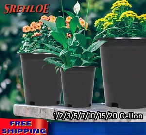1/2/3/5/7/10/15/20 Gallon Plastic Nursery Pots Garden Plant Flower Pot Planter - Picture 1 of 34