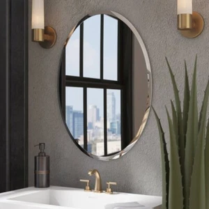 Elegant Oval Vanity Mirrors Beveled Edge for Bathroom Powder Room Easy toInstall - Picture 1 of 15