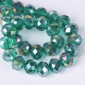 3mm 4mm 6mm 8mm 10mm 12mm AB Rondelle Faceted Crystal Glass Loose Beads lot