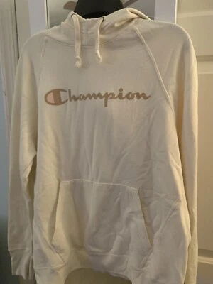 CHAMPION MUJER Sudadera Pullover Sudadera con Capucha Crema Talla GRANDE L BONITO Foto 1 de 2