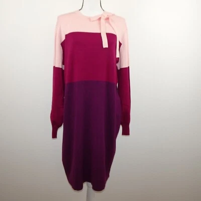 New York & Co Sweater Dress Women's Size 2XL Pink Colorblock Tie Neckline - Image 1 of 4