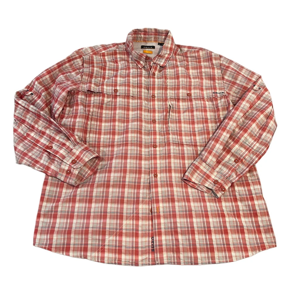 Camisa Orvis Trout Bum Ventilada Para Hombres XL Naranja Tartán Manga Larga Abotonada Pesca Foto 1 de 4