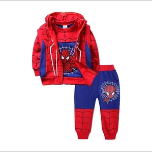 Spider-Man 3-teiliges Kleinkind Kinder Jungen Gr. 3T Kapuze Reißverschluss Weste + Tops + Hose Kleidung Set - Bild 1 von 7
