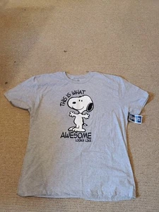 Vintage Peanuts Snoopy T-Shirt "This Is What Awesome Looks Like" grau XXL Crew - Bild 1 von 5