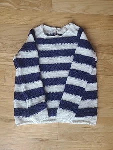 Zara Girls Navy White Striped Knit Sweater Girls 13-14/164 Cm - Picture 1 of 4
