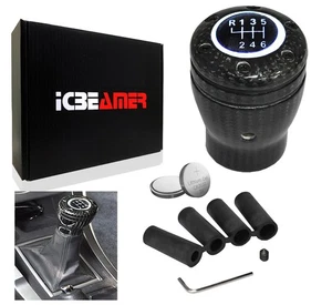 JDM Racing Style Carbon Fiber LED White Light Sport Manual Gear Shift Knob O127 - Picture 1 of 5