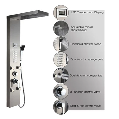 Duschpaneel Edelstahl Wasserfall Duschsäule set Regendusche Massage Duscharmatur - Bild 1 von 4