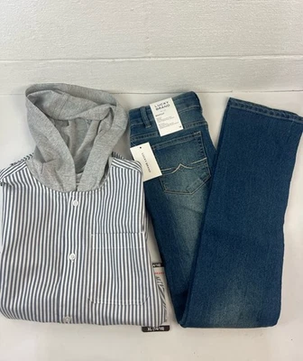 Lucky Brand Niño Talla XL 14 Conjunto de Dos Piezas Jeans Camisa Manga Larga Nuevo con Etiquetas Foto 1 de 4