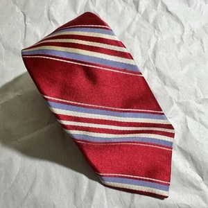 IKE BEHAR Men's 100% Silk Tie Red/White/Blue Striped Made in the USA 58"x3.25" - Picture 1 of 7