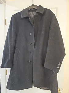 Chaps Ralph Lauren Overcoat Mens 40 Long Black Cashmere Wool Blend Pockets - Picture 1 of 4