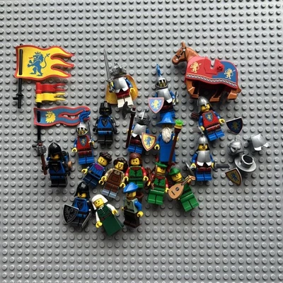Lego Castle Lion Knights Minifigure Lot,         with Falcon Knights & Peasants - Image 1 of 4