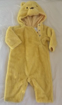 Pottery Barn Kids Winnie The Pooh Yellow Plush Hooded Romper Costume 6-12 Months - Image 1 of 4