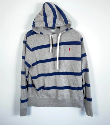 Polo Ralph Lauren Henley Sudadera con Capucha Para Hombre XL Gris Azul Rayas Sudadera Foto 1 de 4