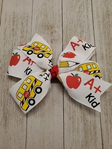 Back to School Bow A+ Kid Bow Apples School Bus Pencils - Picture 1 of 1