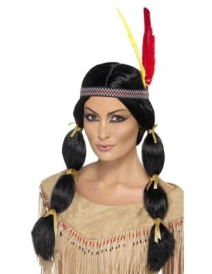 Peluca y diadema y plumas de vestido de inspiración india de los nativos americanos de Smiffys Foto 1 de 4