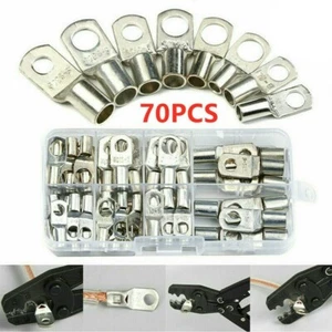 70Pcs Terminali Tubo Rame Batteria Saldatura Cavo Lug Anello Connettore Crimpare Strumento - Foto 1 di 11