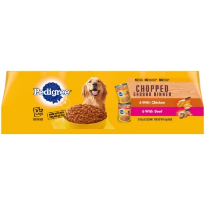 PEDIGREE CHOPPED GROUND DINNER Adult Canned Soft Wet Dog Food Variety Pack, with - Image 1 of 4