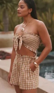 NWT Anthropologie MABLE GINGHAM-SHORTS Brown Tan Check Size XS! Cute!! - Picture 1 of 5