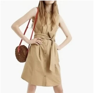 J Crew Collection Womens Sleeveless Shirt Dress XS Khaki Minimalist Preppy Polo - Picture 1 of 10