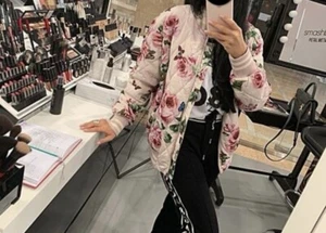 DOLCE & GABBANA Bomberjacke rosa gesteppt Oversize Blumen Rose - Bild 1 von 24