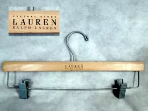 RALPH LAUREN Factory Store COAT Pants Skirt CLOTHES Wood 15" HANGER Metal CLIPS - Picture 1 of 4