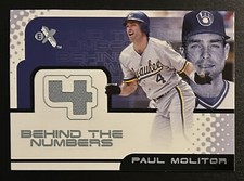 2001 Fleer E-X Behind the Numbers PAUL MOLITOR Game Worn Jersey Brewers HOF