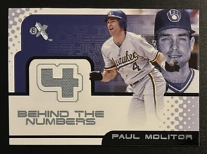 2001 Fleer E-X Behind the Numbers PAUL MOLITOR Game Worn Jersey Brewers HOF