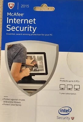 NEW McAfee Internet Security 2015 - 3 PCs 1 Year protection. No CD Drive Needed - Image 1 of 2