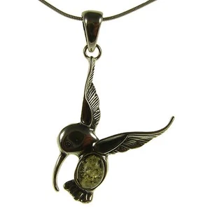 Ciondolo pendente donna in ambra naturale baltica e argento 925 (senza catena) - Foto 1 di 1