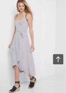 Gap Cami Wrap Midi Stripe White Asymmetrical Dress Size S - Picture 1 of 6
