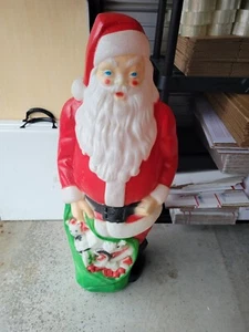 Vintage 46" Empire Blow Mold Lighted Santa w/Green Sack Marked 1968 - Nice - Picture 1 of 6