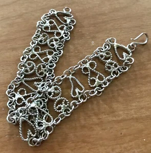Antique Sterling Silver Bracelet Hearts, Swirl Design - Picture 1 of 4