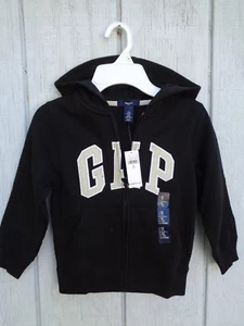 NEW Gap Kids Black Hoodie Boys Girls Hooded Zip SZ XS 4 - 5 4T 5T Yrs Arch Logo - Picture 1 of 6